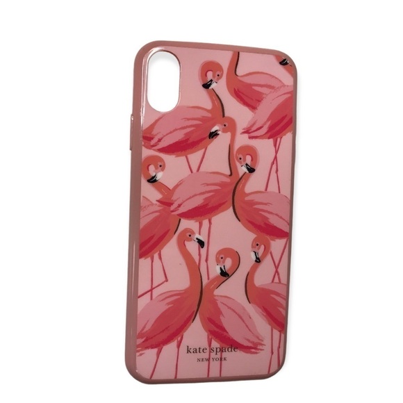 3/$15 Kate spade New York iPhone X/ iPhone XS flamingo print pink case - Picture 1 of 6